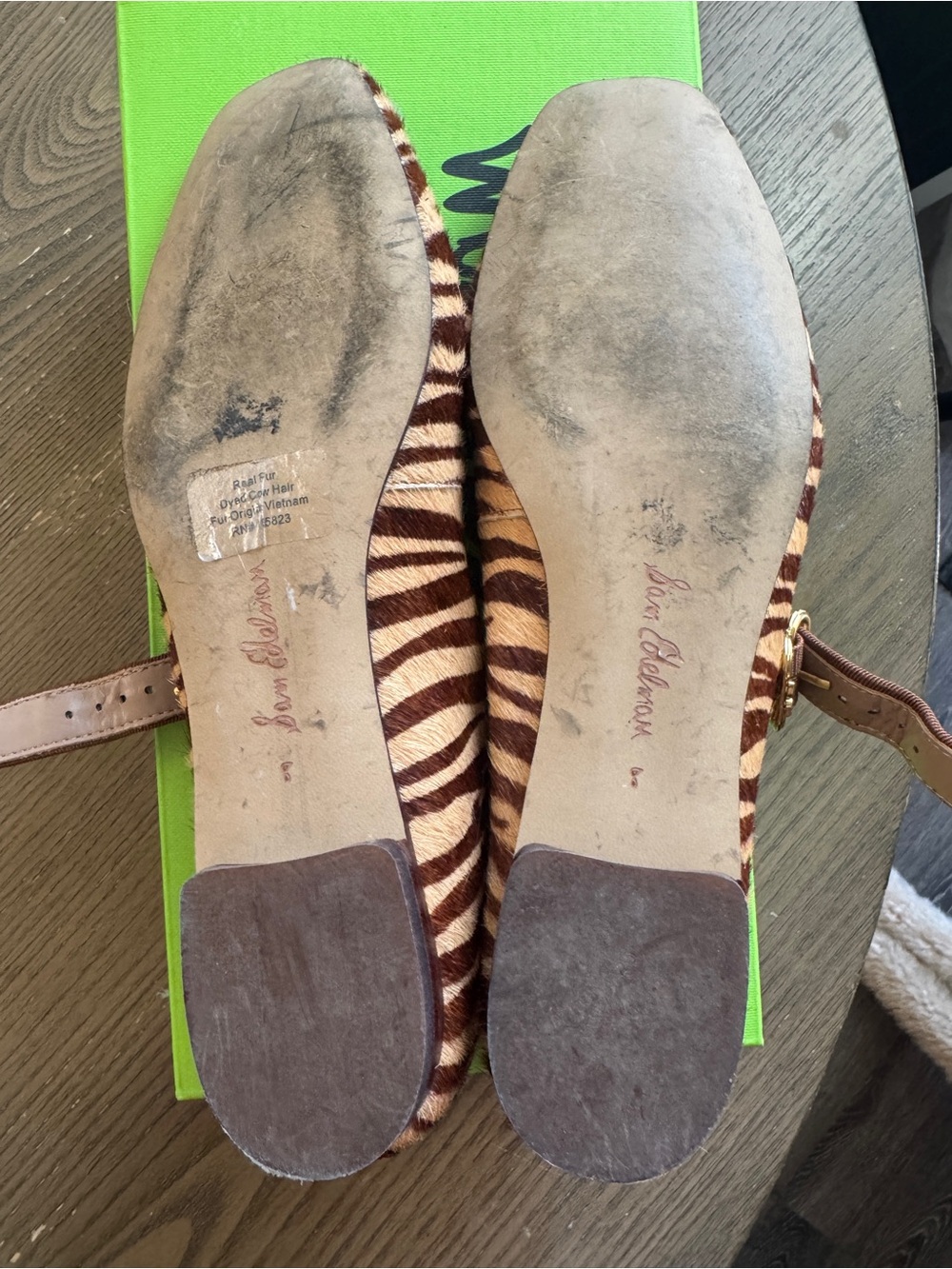 Sam Edelman Zebra-Print Mary Jane Flats - Brown/Cream - Picture 4 of 4